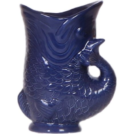 Cache-pot Décoratif en Forme de Poisson en Céramique Émaillée Bleu Ø 9 cm pour Succulentes - PANGIVO (1/2)