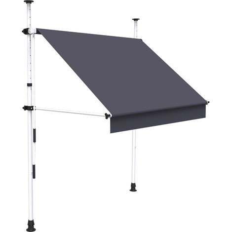 Sunny Inch – Store banne à projection sans perçage 300 x 150 cm – Toile imperméable 100% polyester – Hauteur réglable 215 à 315 cm – Gris anthracite (1/5)