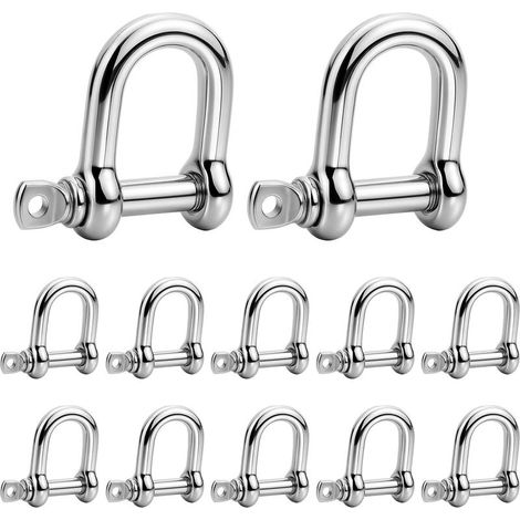 12 Pièces Manille M4 Manille en Acier Inoxydable 304, Manille de Levage avec Anneau en D, Pour Marine et Fixation, Résistance à la Corrosion (1/5)