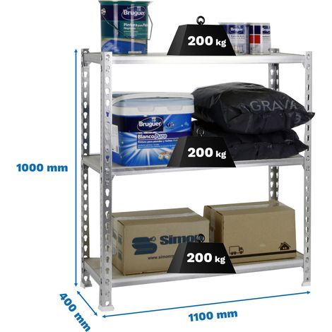 Simonrack Leichte Regal aus Galvanisiertem Stahl und Holz 100x110x40 cm