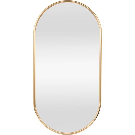 Miroir mural ovale 40 x 60 cm – Cadre en aluminium doré – Installation verticale/horizontale – Pour agrandir visuellement l'espace (1/2)