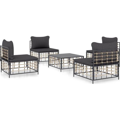 Maison Exclusive - 5-tlg. Garten-Lounge-Set mit Kissen Anthrazit (1/5)