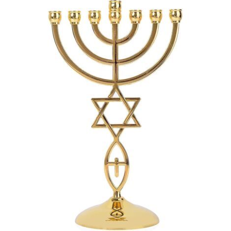 7 candélabres, chandelier Étoile de David plaqué or (21 cm, or) (1/5)