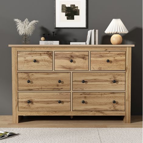Buffet 152x40x88,5 cm en bois couleur naturelle, avec rangement pour salle à manger FloraGrace (1/5)