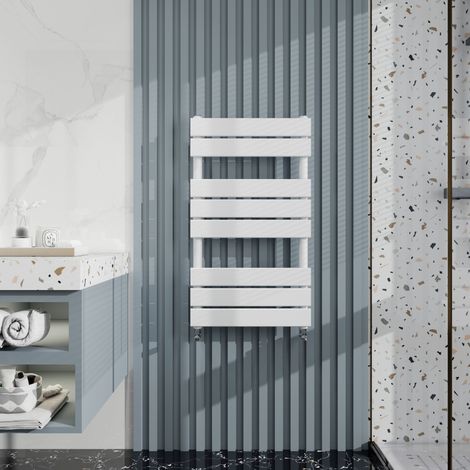 Biubiubath White Flat Panel Heated Towel Rail Bathroom Radiator 800x450mm