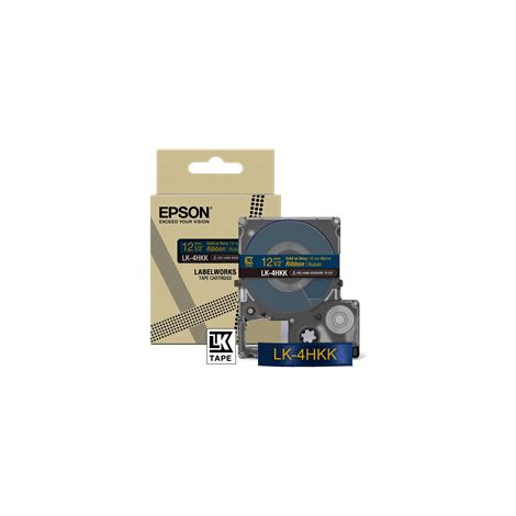 Epson LabelWorks LK-4HKK - Satinado - dorado sobre azul marino - Rollo (1,2 cm x 5 m) 1 bobina(s) cinta - para LabelWorks LW-1000, 300, 400, 600, 700,