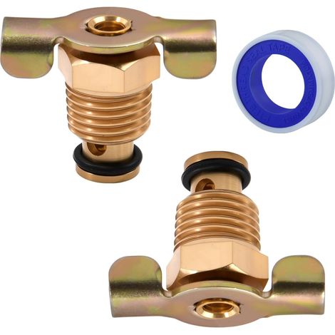 2 Pièces Vanne de Vidange 1/4" pour Compresseur d'Air, Raccord NPT 1/4" avec Poignée À Ailette, Robinet de Vidange de Réservoir Portable Adaptateur Ligne d'Eau pour Amélioration Domicile (1/5)