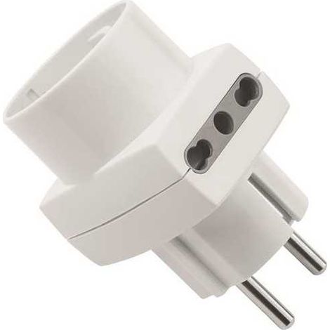 Adaptateur Triple Prise Schuko + 16A Double-étape P17/11 - Bouchon Schuko Blanc