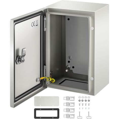 VEVOR Caja NEMA de Acero al Carbono 30 x 20 x 15 cm Caja de Gabinete Electrico NEMA 4X IP66 a Prueba de Agua y Polvo Caja de Conexiones Electricas para Interiores y Exteriores con Placa de Montaje