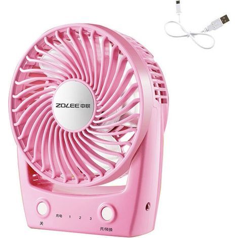 Ventilateur portable mini de bureau sans pile, vert, USB, 3 vitesses (1/5)