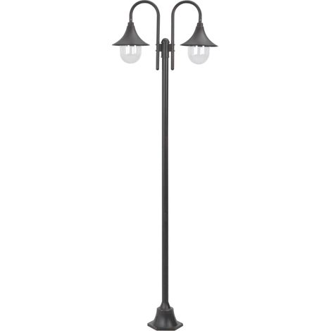 Garten-Pollerleuchte E27 220 cm Aluminium 2-Laterne Bronze vidaXL
