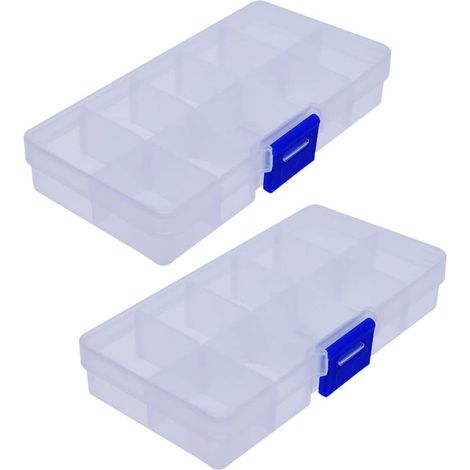 Boîte de rangement transparente en plastique pour bijoux et perles, idéale pour les petits travaux manuels et artistiques, avec 10 compartiments. (1/5)