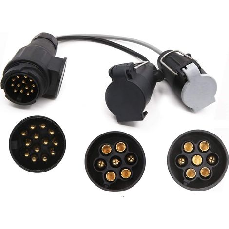 Adaptateur électrique de remorque 13 broches vers 12N+12S 7 broches, câble de conversion pour caravane - Convertisseur 13 broches pour prise de remorque de caravane (1/5)