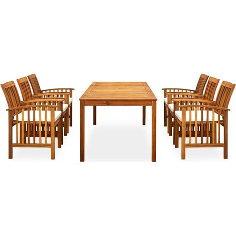 Maison Exclusive - Set da Pranzo da Giardino 7 pz con Cuscini Massello di Acacia (1/5)