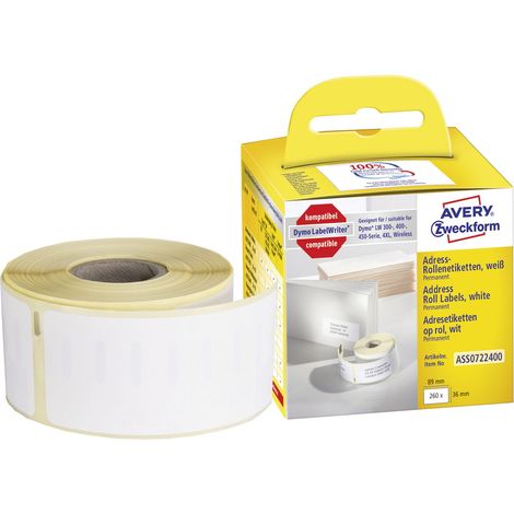 AVERY ZWECKFORM Adressetikett Avery Zweckform 36 x 89 mm (B x H) Papier weiß 260 Etik./Rl. (1/5)