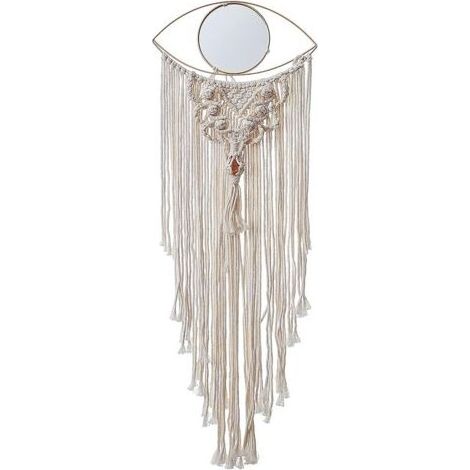 Tapiz de pared estilo bohemio, 100% algodón tejido con flecos - Atrapasueños - Motivo del ojo turco - Decoración del hogar, 82 cm x 30 cm (1/5)