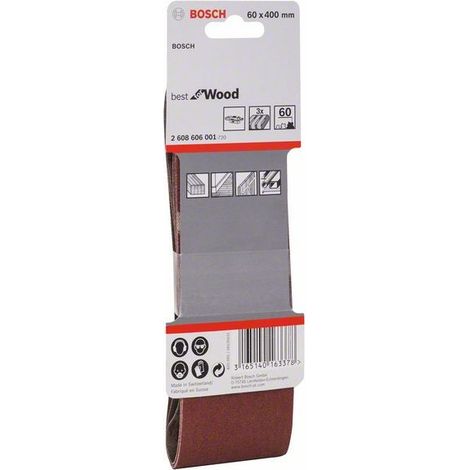 2608606001 - Set di nastri abrasivi da 3 pz. X440 60 x 400 mm, P60, BEST for LEGNO+VERNICE