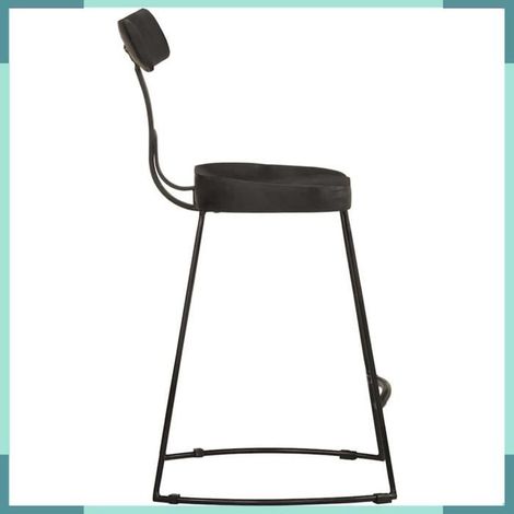 4013517 Tabourets de bar lot de 2 noir 49x43x79 cm bois manguier massif (1/5)