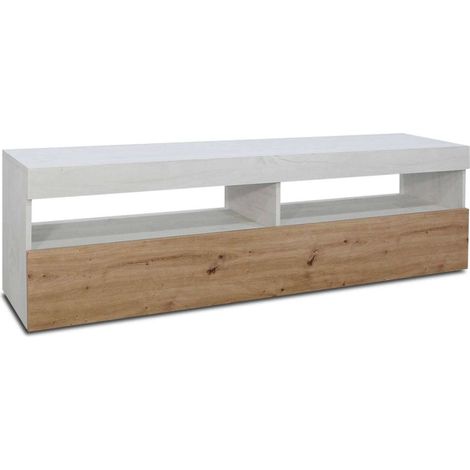 Mueble televisión Alonso acabado polar-artisan, 50cm(alto) 200cm(ancho) 40cm(largo) (1/2)