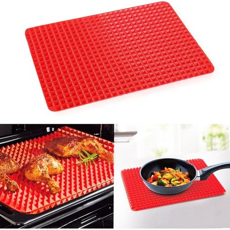 TrAdE Shop Traesio - Pyramid Pan Tappeto In Silicone Forno Microonde Antiaderente Teglia Scola Grassi - (1/5)