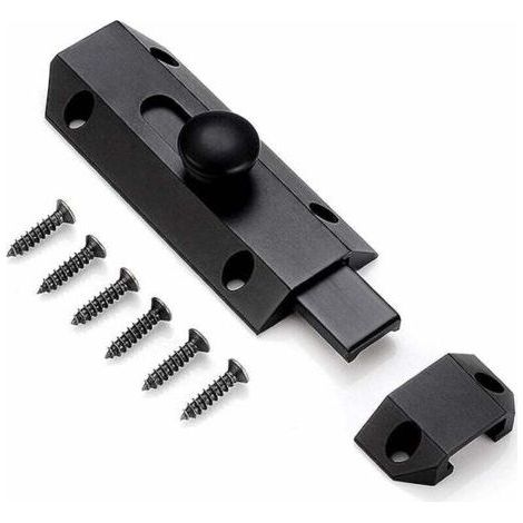 Chiusura di sicurezza con chiavistello in ottone massiccio, chiusura per cancello ultra resistente, nero-Crezuo (1/4)