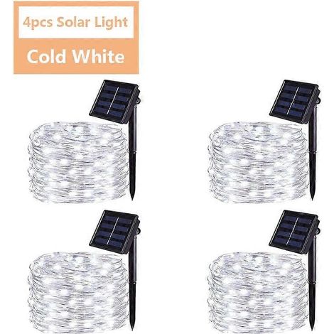 Guirlande lumineuse solaire LED étanche pour jardin fête et arbre - Fédération de Russie - Lot de 4 (blanche) (1/5)