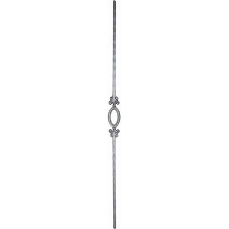 Barreau martelé avec ovale central - Hauteur 950mm carré de 14mm - Fer forgé - À souder - DECO FER FORGE (1/2)