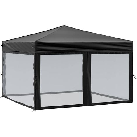 vidaXL Carpa para fiestas plegable con paredes laterales negra 3x3 m (1/2)