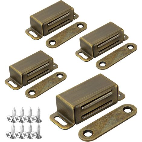Lot de 4 loquets magnétiques en acier inoxydable pour petite porte d armoire tiroir placard 8 kg Solide Bronze (1/5)