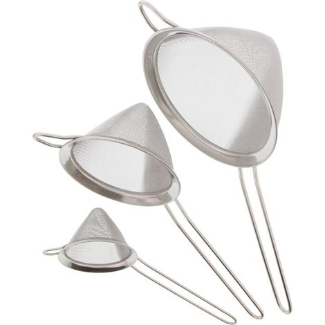 QAZQA Lot de 3 Passoires Chinois 35.30 x 16 x 13.7 cm Inox (1/4)