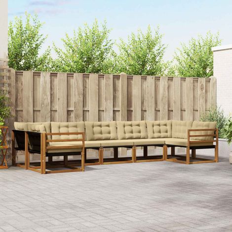 vidaXL Outdoor-Sofagarnitur mit Kissen 7 pcs Natur und Beige (1/5)