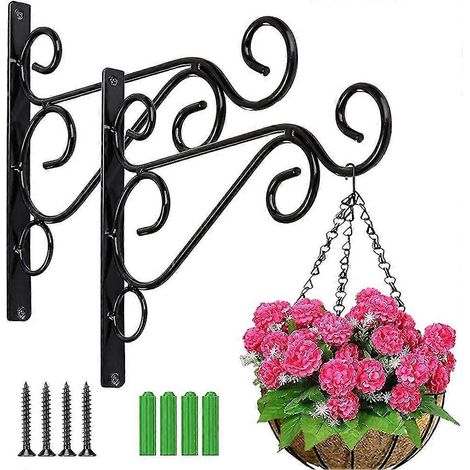 Stückweise Halterungen für Hängekörbe, große und stabile Wandhalterung für Hängekörbe, 25 cm lange Wandhaken aus Eisen für Zimmer- und Gartenpflanzen (1/5)