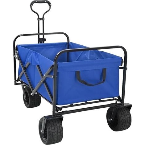Chariot pliant, bleu, 89 x 63 x 96 cm, acier et polyester Oxford.