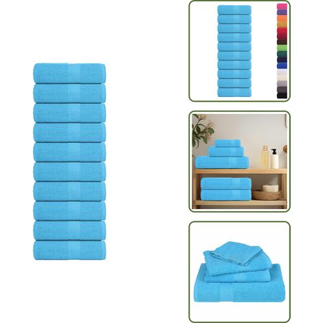 The Living Store Gästetücher FROGN 10 Stk. Türkis 30x50 cm 360 g/m² - Baumwollhandtücher (1/5)