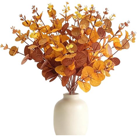 Set of 8 artificial autumn flower bouquets - Eucalyptus - Autumn flower decoration - 2 colors (1/5)
