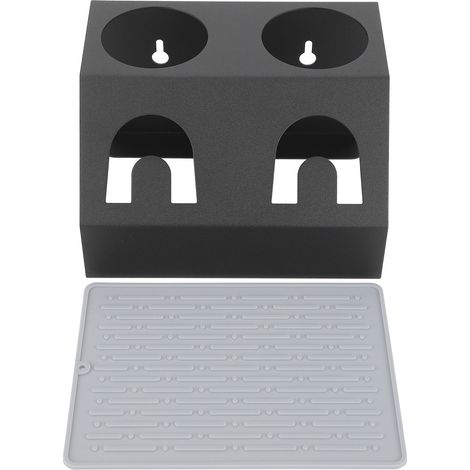 Égouttoir double trou pour bouteilles de soda avec coussinet, compatible avec les accessoires SodaStream, noir.-AquaForge (1/5)