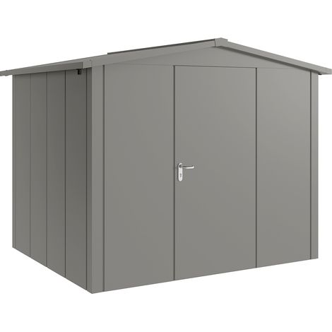 Hörmann Metall-Gerätehaus "Juno" mit Satteldach, JSD9 - Design, 262 x 214 cm (B x T), graualuminium, 1-flüglige Tür, Anschlag rechts (1/5)