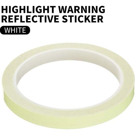 Blanc nocturne brillant Autocollants réfléchissants pour vélos, vélos électriques, casques, voitures phosphorescentes, jantes de vélo, roues décoratives et accessoires de sécurité réfléchissants. (1/5)