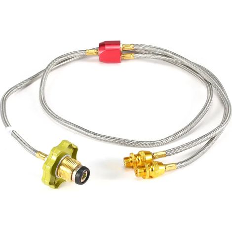Réchaud de camping portable avec brûleur à gaz, adaptateur pour tuyau de randonnée, double bouteille plate, connecteur pour réchaud de camping, réchaud de cuisine à gaz pour pique-nique. (1/5)