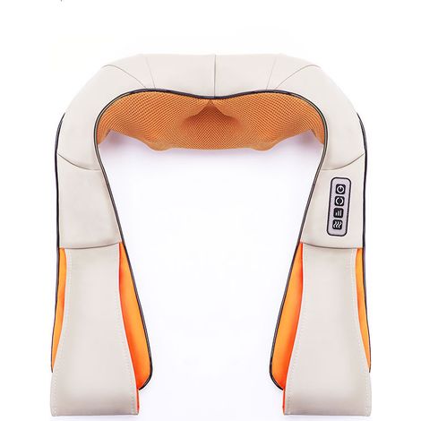 Ideal tanto para el coche como para el hogar: bufanda de masaje, masajeador de cuello y hombros, masajeador de columna cervical, versión beige con cuatro botones.