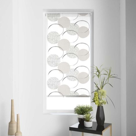 Paris Prix – Store enrouleur tamisant 120x180cm blanc – Polyester moderne – Effet tamisant géométrique – Système d'attache facile (1/3)