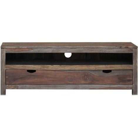 TV-Board Sheesham 140x37x50 grau geölt NATURE GREY 153 (1/3)