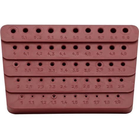 Bohrerständer aus Kunststoff leer 50-teilig 1,0 - 5,9 mm x 0,1 mm stgd.