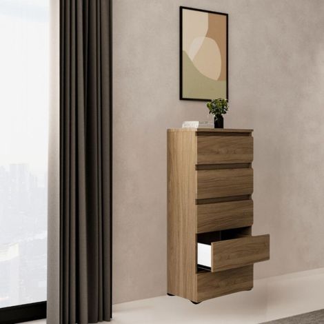 Cassettiera 5 cassetti 47x40x127h MONTATA colore noce naturale (1/2)
