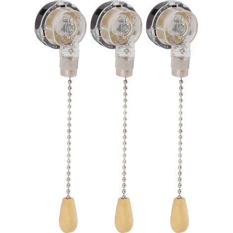 Interrupteur à tirette chromé de remplacement antirouille pour ventilateur de plafond (lot de 3), compatible 250 V et 125 V. (1/5)