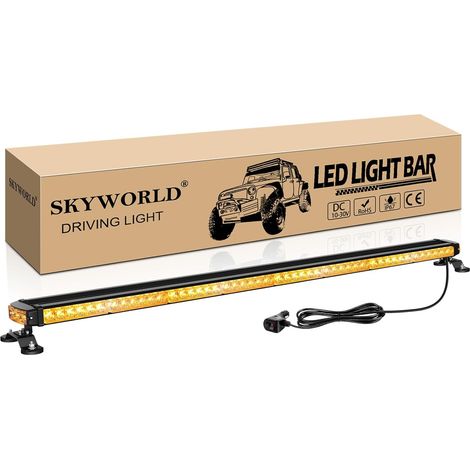 Barre Lumineuse Clignotante Stroboscopique à LED, 49" 125cm 102LED  Rampe Gyrophare Led de Sécurité, Magnetique Feux de d'urgence d'avertissement pour Voiture Véhicule Camion Remorque, Ambre (1/5)