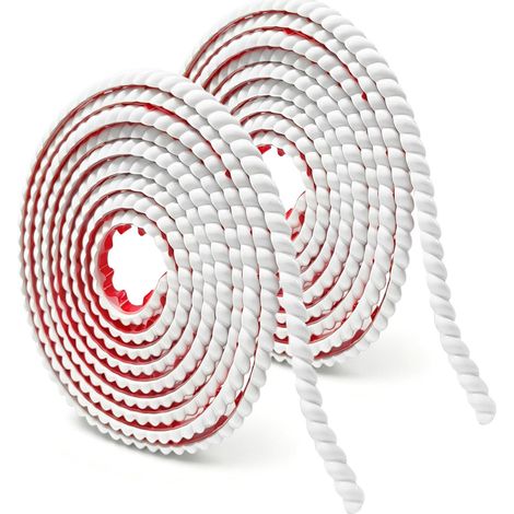 Moulures décoratives autocollantes en PVC flexible blanc avec motif torsadé 3D, à décoller et à coller, idéales pour mur, cadre de miroir, plafond, carrelage, bords muraux TV (6 m x 10 mm) (1/5)