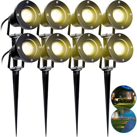 8X Gartenstrahler 4W LED Gartenleuchte mit Erdspieß Rasen Licht Warmweiß Wasserdicht IP65 für Außenbereich Garten Teich Landschaft
