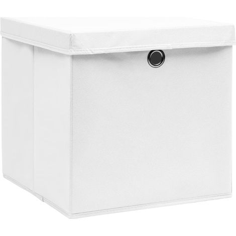 Maison Exclusive - Boîtes de rangement avec couvercle 10pcs Blanc 32x32x32cm Tissu