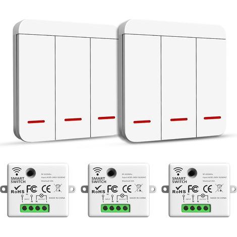 Applicable Interrupteur sans fil, interrupteur de sécurité de l'émetteur RF et contrôleur de récepteur - 2200W/10A Interrupteur d'éclairage intelligent, intérieur 30-50M, Emetteur Radio 433Mhz (1/5)